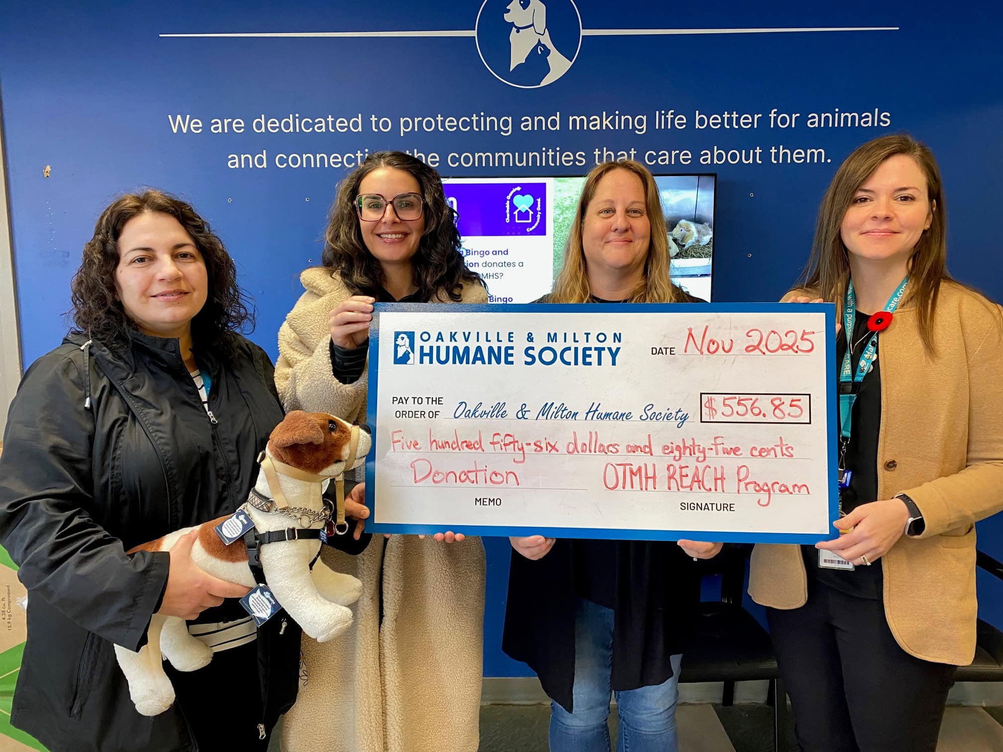 donation cheque presentation oakville milton humane society